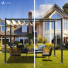 VOUNOT 3x3m Metal Pergola with Retractable Roof, Garden Gazebo for Outdoor Beige - VOUNOTUK
