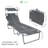 VOUNOT  Folding Sun Loungers Set of 2, Sunbed with Adjustable Backrest & Sunshade, Grey