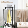 VOUNOT Freestanding Towel Rail 3-Tier Metal Towel Stand, Black