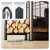 VOUNOT Firewood Log Rack with 4pcs Fireplace Tools, Metal Log Store Indoor, Black, 38 x 33 x 75 cm