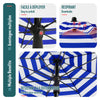 VOUNOT 2m Tilting Garden Parasol UV50+ with Ground Anchor, Blue Stripe