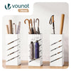 VOUNOT Metal Umbrella Stand, Freestanding Holder with Drip Tray & 4 Hooks, Diagonal Pattern, White