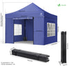 VOUNOT 3x3m Heavy Duty Gazebo with 4 Sides, Pop up Gazebo Fully Waterproof Party Tent with Roller Bag and Leg Weights, Blue