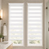 VOUNOT Set of 2 Zebra Roller Blind Double Fabric, Day and Night Translucent or Blackout Vision Curtains, White, 45 x 150 cm