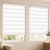 VOUNOT Set of 2 Zebra Roller Blind Double Fabric, Day and Night Translucent or Blackout Vision Curtains, White, 100 x 150 cm