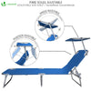 VOUNOT  Folding Sun Loungers Set of 2, Sunbed with Adjustable Backrest & Sunshade, Blue