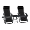 VOUNOT Set of 2 Zero Gravity Chair with Side Table, Reclining Sun Loungers with Cup & Phone Holder, Black