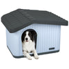 VOUNOT Dog House, Weatherproof Pet Shelter with Sloped Roof, 75×63×51 cm, White