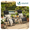 VOUNOT Set of 2 Zero Gravity Chair with Side Table, Reclining Sun Loungers with Cup & Phone Holder, Black