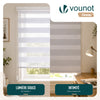 VOUNOT Zebra Roller Blind Double Fabric, Day and Night Translucent or Blackout Vision Curtains, No Drilling for Window and Door , White, 100 x 150 cm