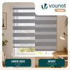 VOUNOT Zebra Roller Blind Double Fabric, Day and Night Translucent or Blackout Vision Curtains, No Drilling for Window and Door , Grey, 55 x 150 cm