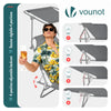 VOUNOT Folding Sun Lounger with Adjustable Backrest and Sunshade Sun Bed, Grey
