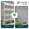 VOUNOT Zebra Roller Blind Double Fabric, Day and Night Translucent or Blackout Vision Curtains, No Drilling for Window and Door , Grey, 80 x 150 cm