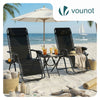 VOUNOT Set of 2 Zero Gravity Chair with Side Table, Reclining Sun Loungers with Cup & Phone Holder, Black
