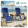 VOUNOT Set of 2 Zero Gravity Chair with Side Table, Reclining Sun Loungers with Cup & Phone Holder, Blue