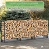 VOUNOT Firewood Log Rack with Cover, Metal Log Store Outdoor, 300 x 36 x 116 cm