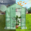 VOUNOT Walk In Greenhouse with Shelves, Garden Polytunnel Green 143x73x195cm