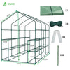 VOUNOT Walk In Greenhouse with Shelves, Garden Polytunnel Green 143x215x195cm