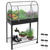 VOUNOT Raised Garden Bed, Mobile Metal Planter with Wheels and Bottom Shelf for Vegetables, Plants and Flowers - VOUNOTUK
