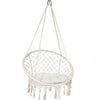 VOUNOT Swing Chair with Round Seat Cushion, Macrame Hammock Hanging Chair for Indoor, Outdoor, Beige - VOUNOTUK