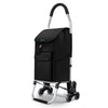 VOUNOT Folding Shopping Trolley on 6 Wheels, Aluminium Lightweight Shopping Cart, 45L, Black.