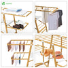 VOUNOT Clothes Airers Indoor, 24m Folding Laundry Drying Rack, Imitation Wood Design.
