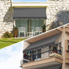 VOUNOT 3 x 1.2m Patio Telescopic Awning, Retractable Manual Awning, Adjustable Waterproof Canopy with Hand Crank, Balcony Sun Shade Shelter - Grey - VOUNOTUK