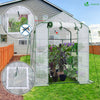 VOUNOT Walk In Greenhouse with Shelves, Roll up Zip Panel Door Garden Plastic Polytunnels Grow House, White 143x143x195cm - VOUNOTUK
