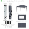 VOUNOT 3m x 3m Pop Up Gazebo with Sides & 4 Weight Bags & Carry Bag, Grey - VOUNOTUK
