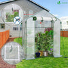 VOUNOT Walk In Greenhouse with Shelves, Roll up Zip Panel Door Garden Plastic Polytunnels Grow House, White 143x73x195cm - VOUNOTUK