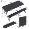 VOUNOT Folding Table Bench Set Trestle Portable Party Picnic BBQ Camping Set, Black - VOUNOTUK