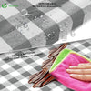 VOUNOT Set of 3 Picnic Bench Covers Elastic Outdoor Picnic Waterproof Tablecloth Grey-White Checked - VOUNOTUK