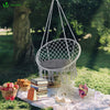 VOUNOT Swing Chair with Round Seat Cushion, Macrame Hammock Hanging Chair for Indoor, Outdoor, Grey - VOUNOTUK