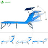 VOUNOT Set of 2 Folding Sun Loungers with Adjustable Backrest & Sunshade, Load 110 kg, Blue.