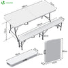 VOUNOT Folding Table Bench Set Trestle Portable Party Picnic BBQ Camping Set, White - VOUNOTUK