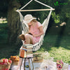 VOUNOT Hanging Hammock Chair with Cushions, Macrame Hammock Swing Chair for Garden, Bedroom, Patio, 265LBS Capacity, Beige.