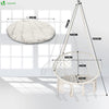VOUNOT Swing Chair with Round Seat Cushion, Macrame Hammock Hanging Chair for Indoor, Outdoor, Beige - VOUNOTUK