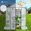 VOUNOT Walk In Greenhouse with Shelves, Roll up Zip Panel Door Garden Plastic Polytunnels Grow House, White 143x73x195cm - VOUNOTUK