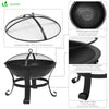 VOUNOT Fire Pit for Garden with BBQ Grill, Lid and Poktio er, Outdoor PaHeater Charcoal Log Wood Burner,  Fire Bowl for Bonfire, Picnic, Camping, Diameter 55 cm.
