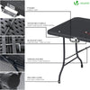 VOUNOT Folding Table Bench Set Trestle Portable Party Picnic BBQ Camping Set, Black - VOUNOTUK