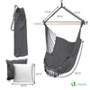 VOUNOT Hanging Hammock Chair with Cushions, Macrame Hammock Swing Chair for Garden, Bedroom, Patio, 265LBS Capacity, Grey.
