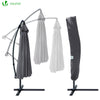 VOUNOT 3m Cantilever Shanghai Parasol, Banana Garden Patio Umbrella with Crank Handle for Outdoor Sun Shade, Grey.
