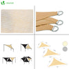 VOUNOT HDPE Sun Shade Sail Triangle with Fixing Kits, 5x5x5M, Ivory.