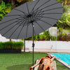 VOUNOT 2.7m Shanghai Parasol, Outdoor Garden Patio Table Tilting Parasol Umbrella with Crank Hanlde, Grey.