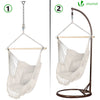 VOUNOT Hanging Hammock Chair with Cushions, Macrame Hammock Swing Chair for Garden, Bedroom, Patio, 265LBS Capacity, Beige.