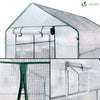VOUNOT Walk In Greenhouse with Shelves, Roll up Zip Panel Door Garden Plastic Polytunnels Grow House, White 143x215x195cm - VOUNOTUK
