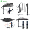 VOUNOT 3m Cantilever Shanghai Parasol, Banana Garden Patio Umbrella with Crank Handle for Outdoor Sun Shade, Grey.