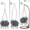 VOUNOT Hanging Chair with Cushion, Macrame Hammock Swing Chair for Bedroom, Balcony, Patio, Garden, 265LBS Capacity, Grey.