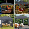 VOUNOT 3m x 3m Pop Up Gazebo with Sides & 4 Weight Bags & Carry Bag, Grey - VOUNOTUK