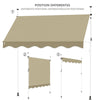 VOUNOT 2 x 1.2m Patio Telescopic Awning, Retractable Manual Awning, Adjustable Waterproof Canopy with Hand Crank, Balcony Sun Shade Shelter - Beige - VOUNOTUK